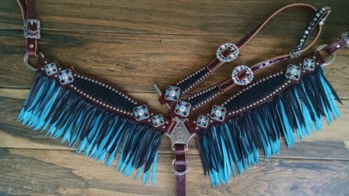 turquoise fringe tack set