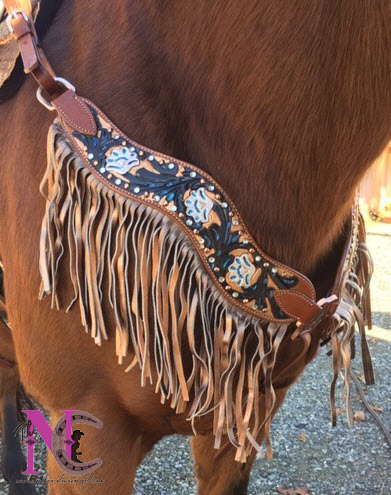 hand painted breastcollar with fringe